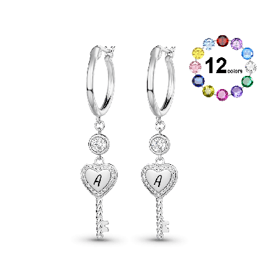Pendientes Aro Llave Corazón