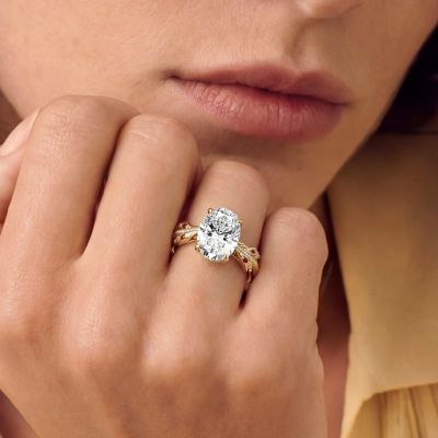 Anillo Corte Oval Banda Torcida