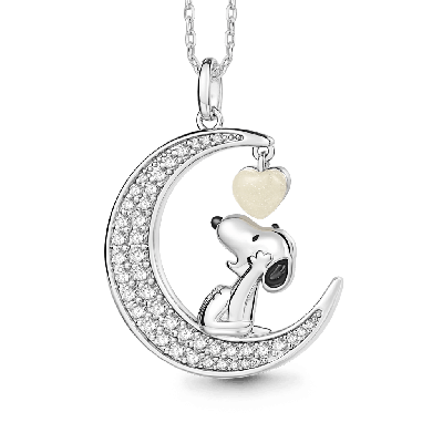Collar de Corazón Brillante de Snoopy Moon
