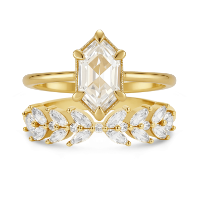 Conjunto de anillos largos cortados en hexágonos