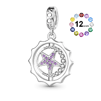 Colgante de piedra de nacimiento de estrella giratoria