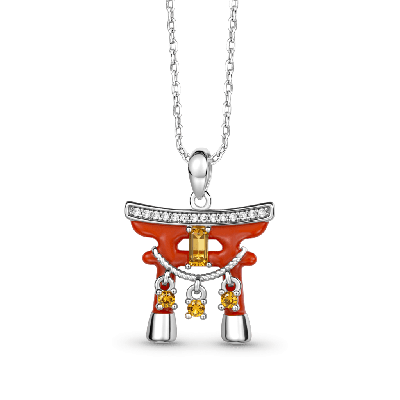 Collar con colgante de puerta Torii japonesa