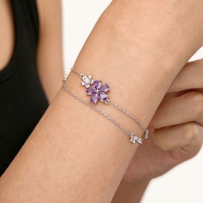Pulsera de cadena con flores y mariposas