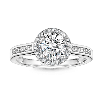 Anillo Halo Redondo VVS Moissanite Brillante