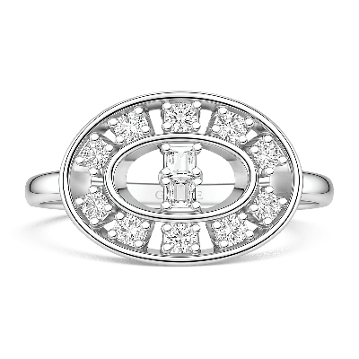 Anillo de corte baguette ovalado y corte redondo