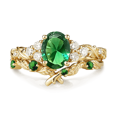 Set Anillo Corte Oval Hoja