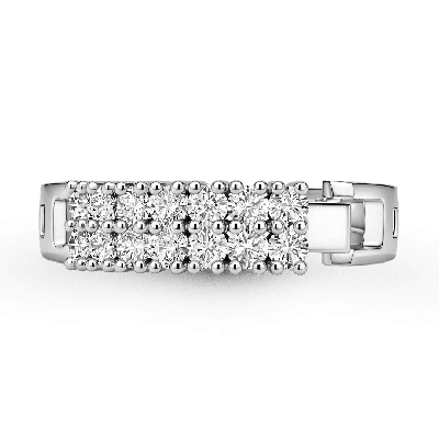 Anillo de inscripción de dos filas con diamantes