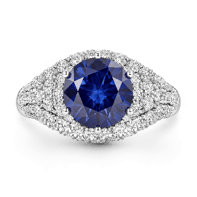 Anillo Redondo de Zafiro Azul