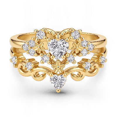 Conjunto de anillos de filigrana en forma de corazón
