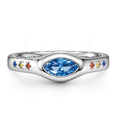 Anillo de piedras preciosas Marquise Blue