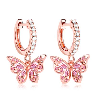 Aretes tipo argolla con mariposa