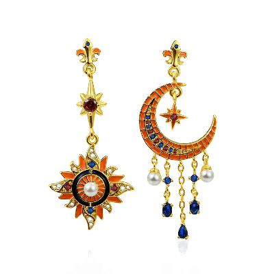 Pendientes Colgantes de Estrella Y Luna